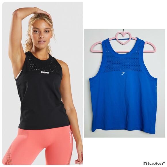 Gymshark NWOT Blue ENERGY SEAMLESS LOOSE TANK Size Medium - Picture 1 of 9